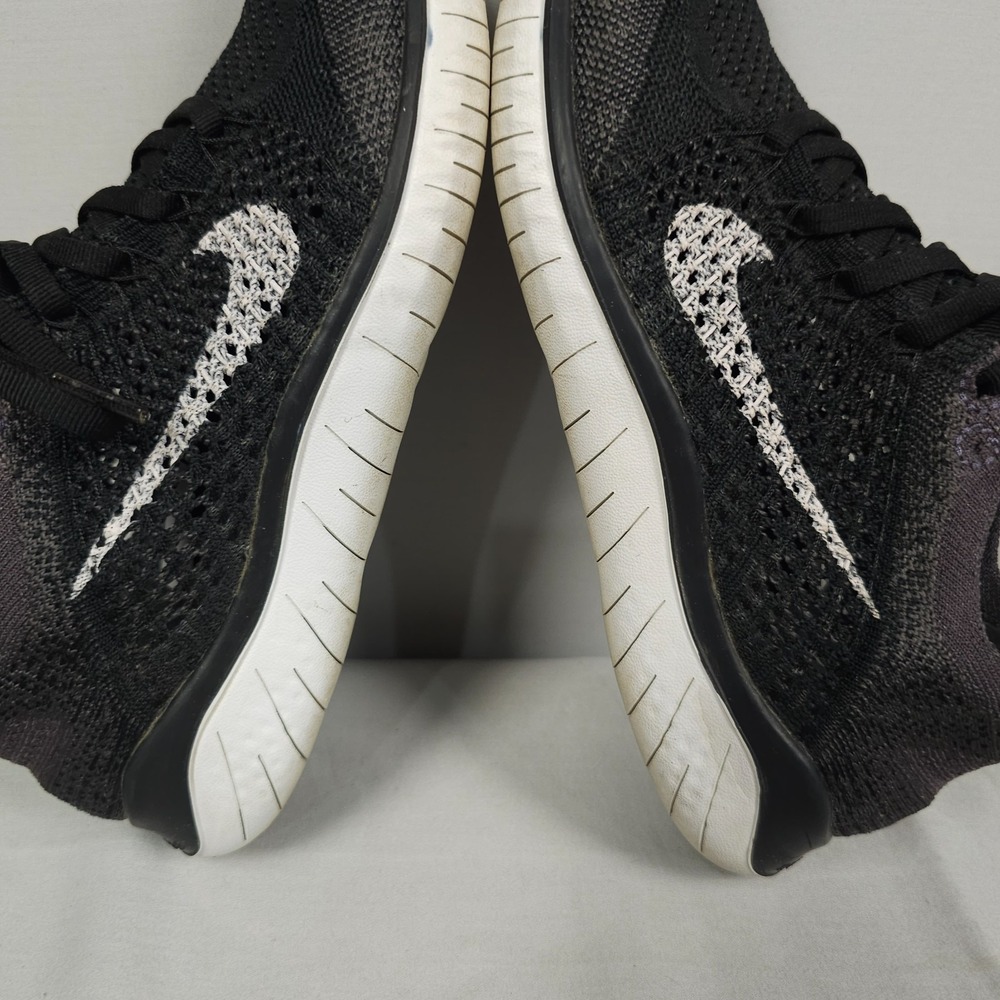 Nike Free RN Flyknit Shoes Women Size 7.5 Black Vast Grey Knit 2018 Running - Picture 7 of 16